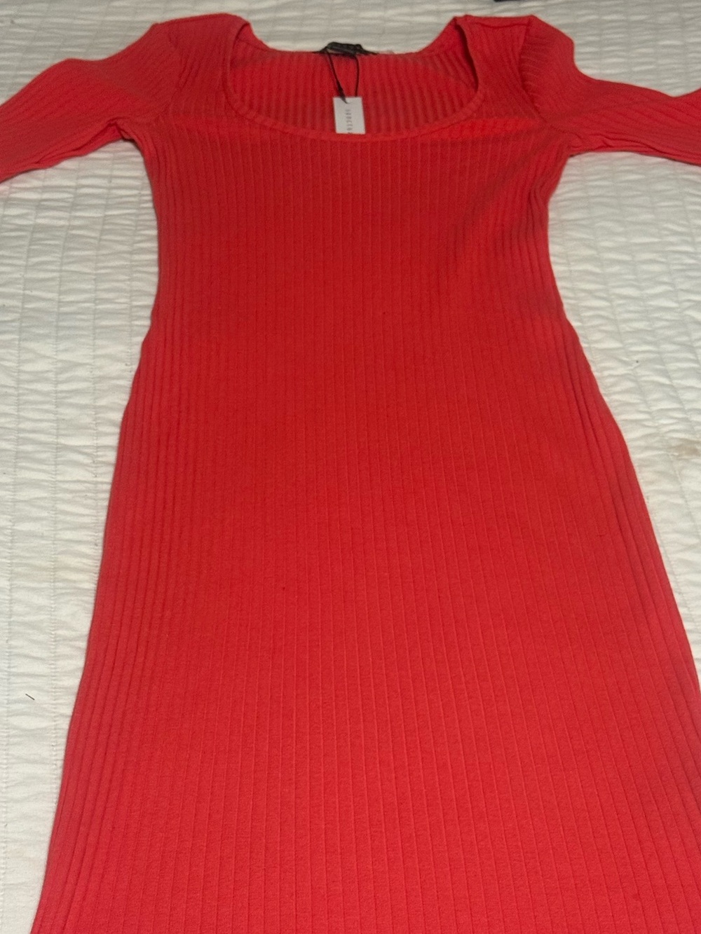 Sanctuary Red Ribbed Scoop-Neck Midi Dress